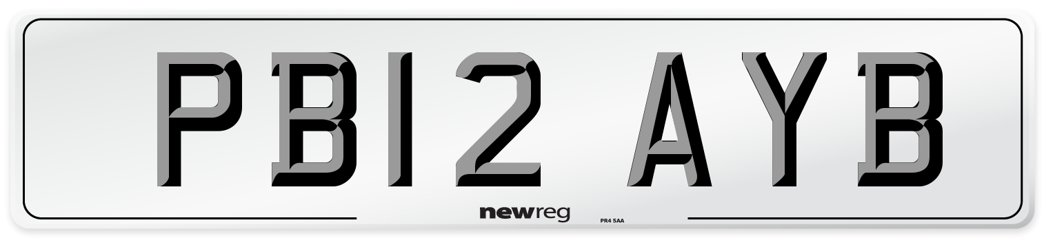PB12 AYB Number Plate from New Reg
